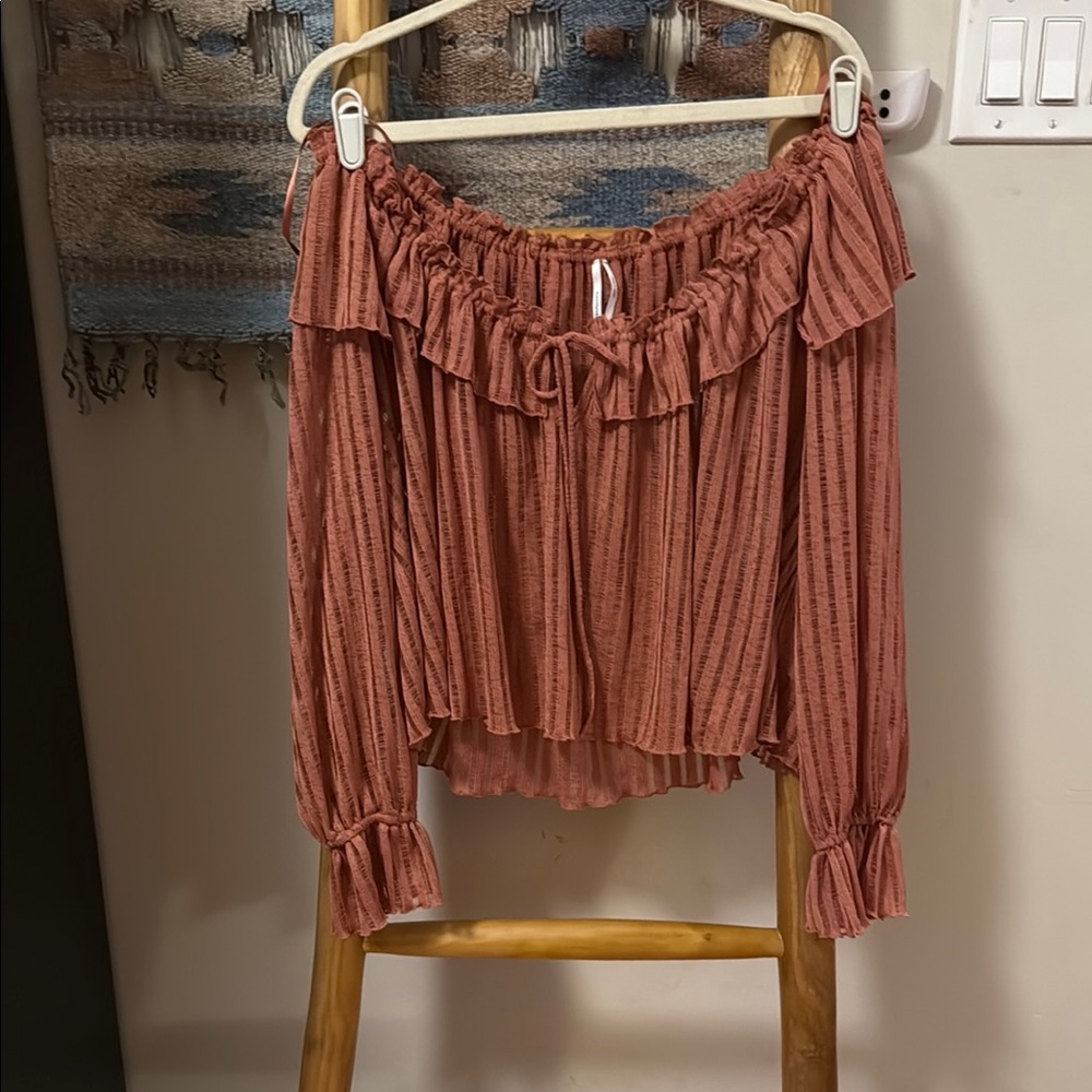 Anthropologie Textured Rust Top